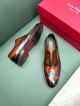 Ferragamo Man Black and orange Calfskin Business Leather Shoes 0428124 (3)_th.jpg